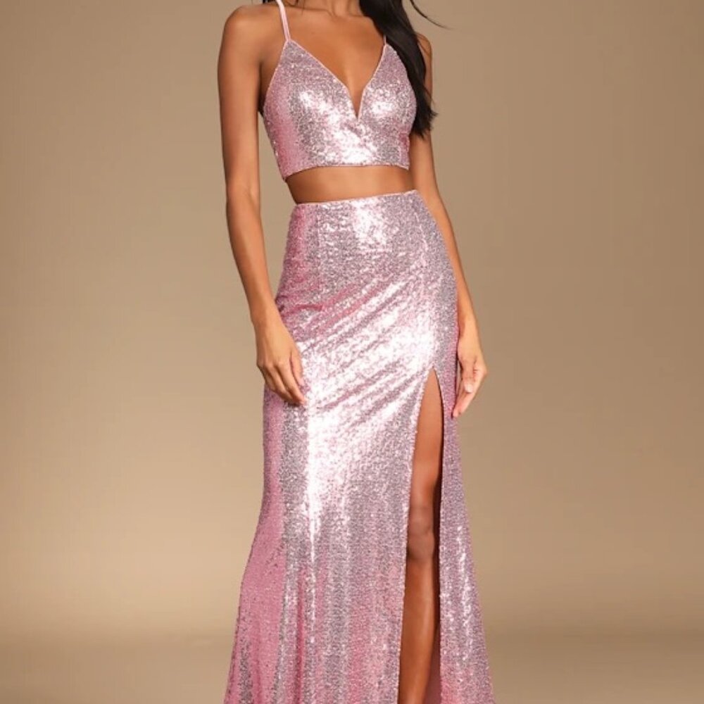 LULUS PROM GOWN - NWT SIZE M - PINK - TWO PIECE